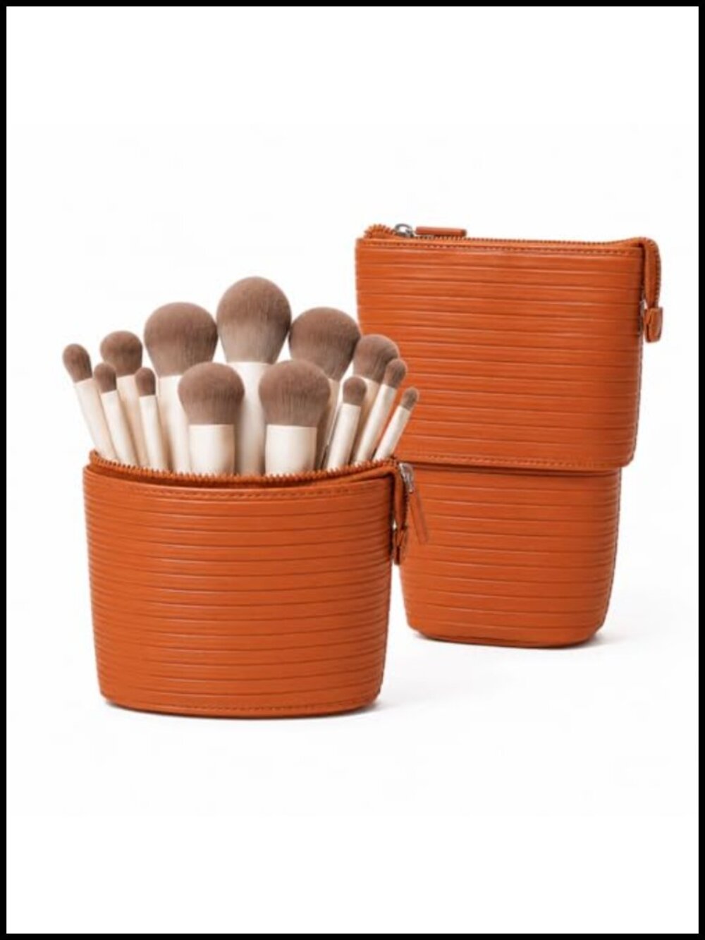 Convertible Travel Makeup Brush Bag with Stand-Up Holder Pouch